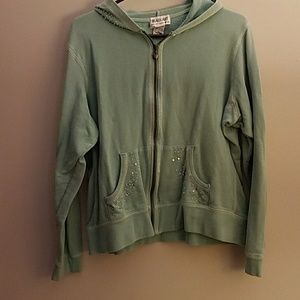 Beaux Arts PL turquoise seed beaded hooded sweatsh